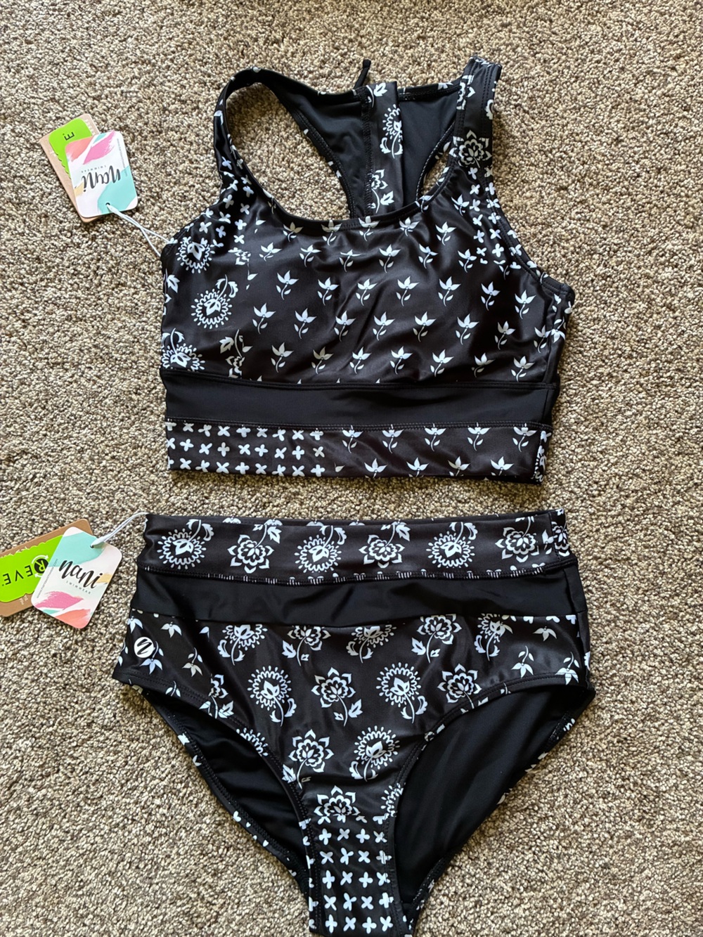 Nani Swimwear Avalon cut back crop & colorblock bottoms